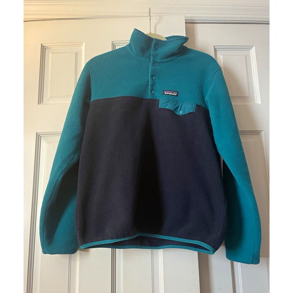 Patagonia Synchilla Snap-T Fleece Pullover Teal & Navy Blue Women’s Size Small S